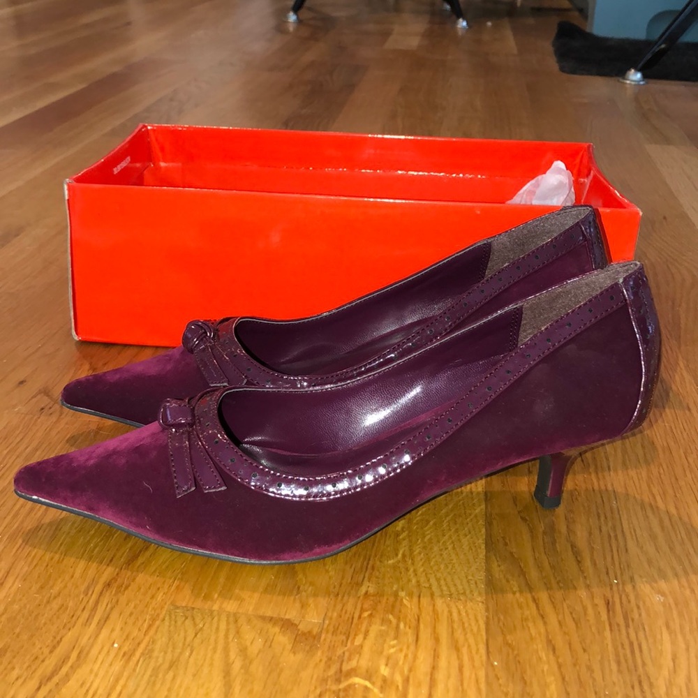 Charles Dizzie Kitten Heel Purple Shoes